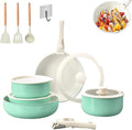 Pots and Pans Set Non Stick Cookware Set with Detachable Handles 5/11 Piece Ceramic coating Cooking Set with Frying Pan Saucepan Stock Pot Suitable for All Stovetops Dishwasher Safe (Green11)