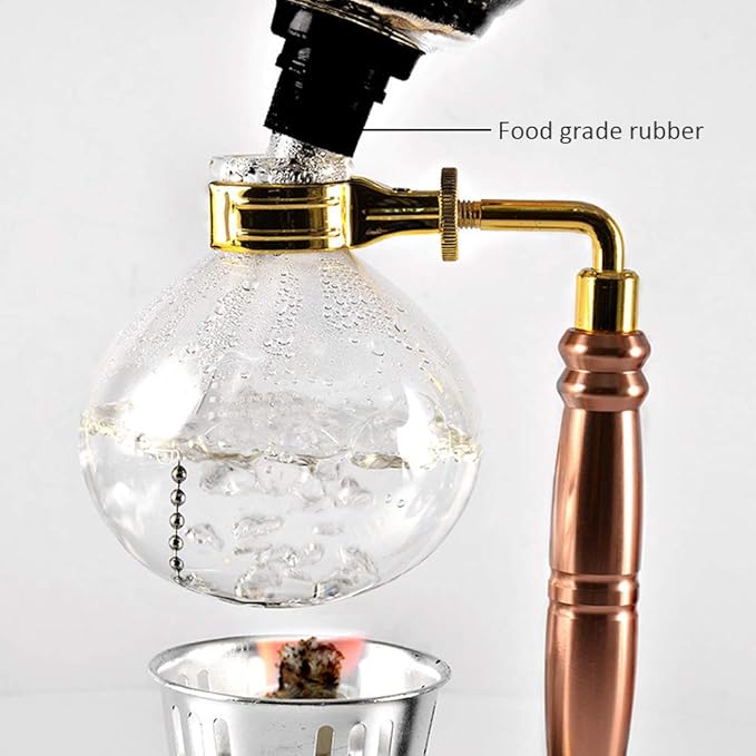 5 CupSiphon Coffee Maker with Wooden Handle syphon coffee brewer coffee siphon Vacuum Brewer Pot Syphon Machine Glass Drip Coffee Maker Set Siphon Syphon Coffee Maker