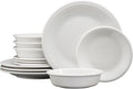 Fiesta® Bistro Coupe 12-Piece Dinnerware Set – Durable Ceramic Lead-Safe Dishwasher/Microwave/Oven Safe – Made in USA Dinnerware - White