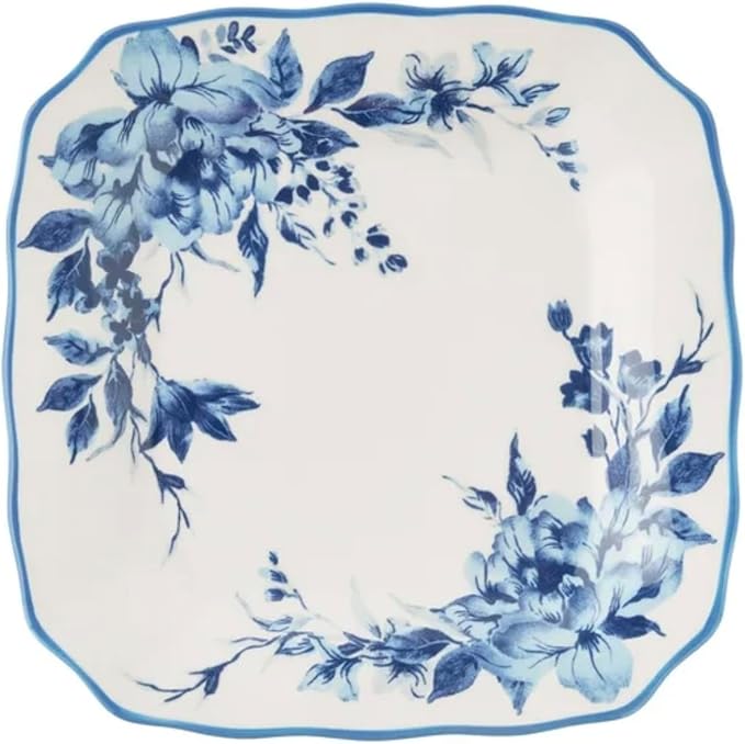 Delilah 12-Piece Blue Floral Stoneware Dinnerware Set
