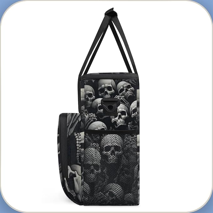Skull Skeleton Coffee Maker Carrying Bag Portable Travel Storage Tote Bag Compatible with K-Mini or K-Mini Plus Single Serve Coffee Brewer Carrying Case with Multiple Pockets &amp Shoulder Strap