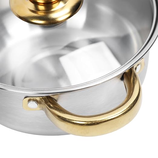 Pots and Pans SetPremium Stainless Steel Cookware Set - Proof and Stick Proof Pan and Pot Set with Gold Handles and Kettle - Ideal for Home Kitchens and Restaurants (Gold Handle)