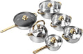 Home Stainless Steel Cookware Sets 12 Piece Pots and Pans Kitchen Cooking Set with Stay Cool Handles Dishwasher  Included Milk Pot Sauce Pan Fry Pan Kettle