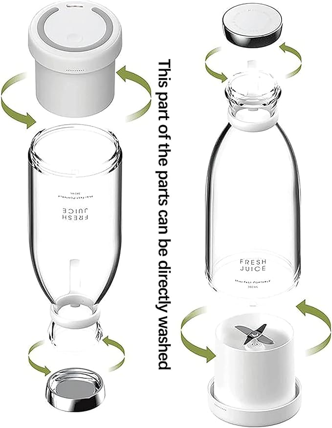 Personal Portable Blender 350ml USB Rechargeable Smoothie Maker with Stainless Steel Blade BPA-Free &amp Easy Clean Compact Travel Cup for Gym Office Home (White).