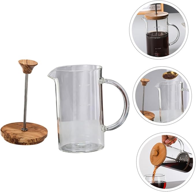 High Borosilicate Glass Coffee Press Pot with Lid Practical and Convenient Coffee Maker for Home Office Restaurant Use