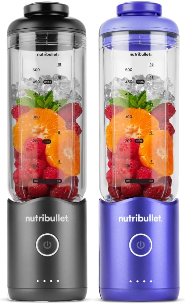 nutribullet Flex portable blender Two-Pack Gunmetal Gray &amp Violet Purple