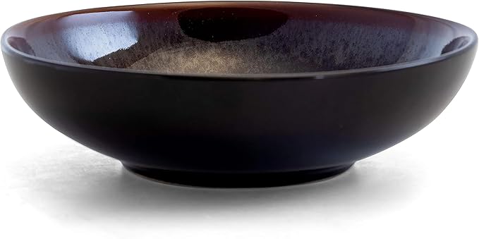 16 Piece Round Stoneware Dinnerware Set in Metallic Black Complete Tableware Service for 4