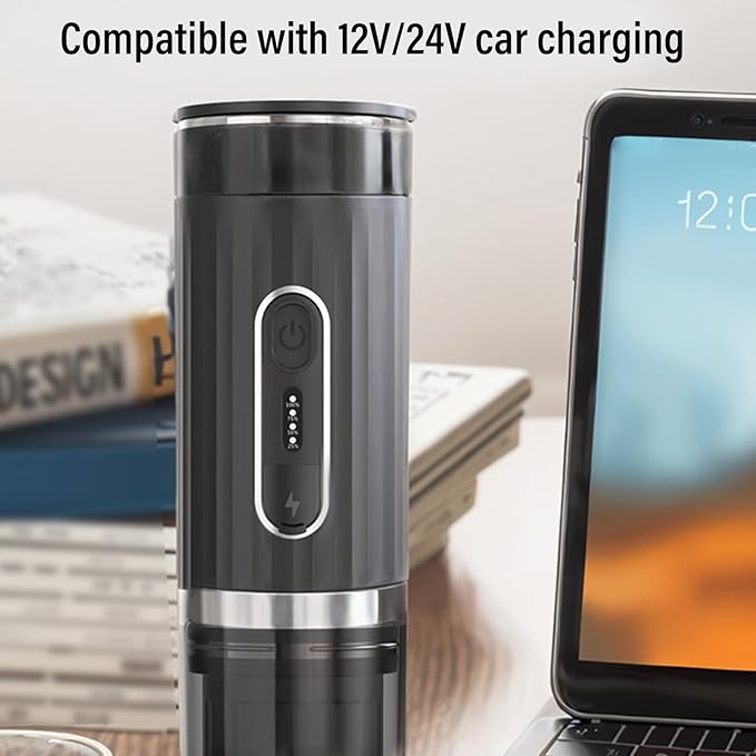 Espresso Coffee Machine 3 in 1 Travel Expresso Maker Leakproof Heat Insulation Efficient Fast Charging Electric Coffee Maker for Car Travel Camping RV Hiking Office