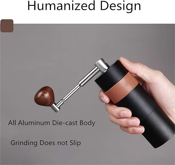 Portable Manual Coffee Maker &amp Hand Grinder - Adjustable Grinding Thickness for Travel Camping &amp Office Use (Black 14.2cm)