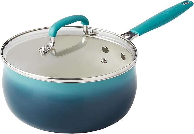 12-Piece Enamel Classic Ceramic Cookware Set Ombre Teal