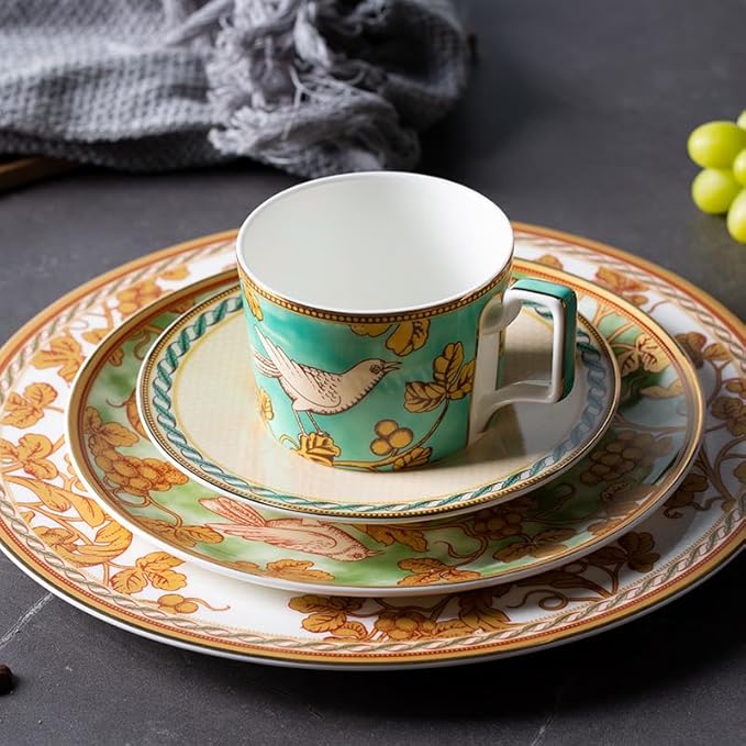 bone china dinnerware set dishes set for 2 people porcelain dinnerware sets for hotel family gathering banquet wedding(Includes 2 coffee cups and 2 saucers)