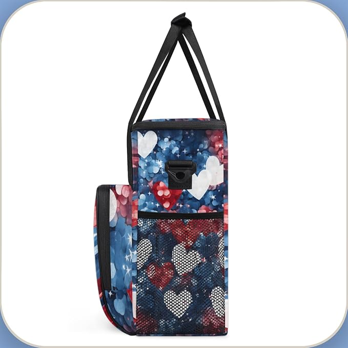Heartfelt Freedom 4th of July Coffee Maker Carrying Bag Travel Storage Bag Compatible with K-Mini or K-Mini Plus Single Serve Coffee Brewer Carrying Case with Multiple Pockets &amp Shoulder Strap