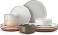 MALACASA Plates and Bowls Sets 12 Pieces Modern Stoneware Dinnerware Set for 4 Kitchen Dinner Set Ceramic Dishware Dishes Set Microwave and Dishwasher Safe Multicolor Series TARA