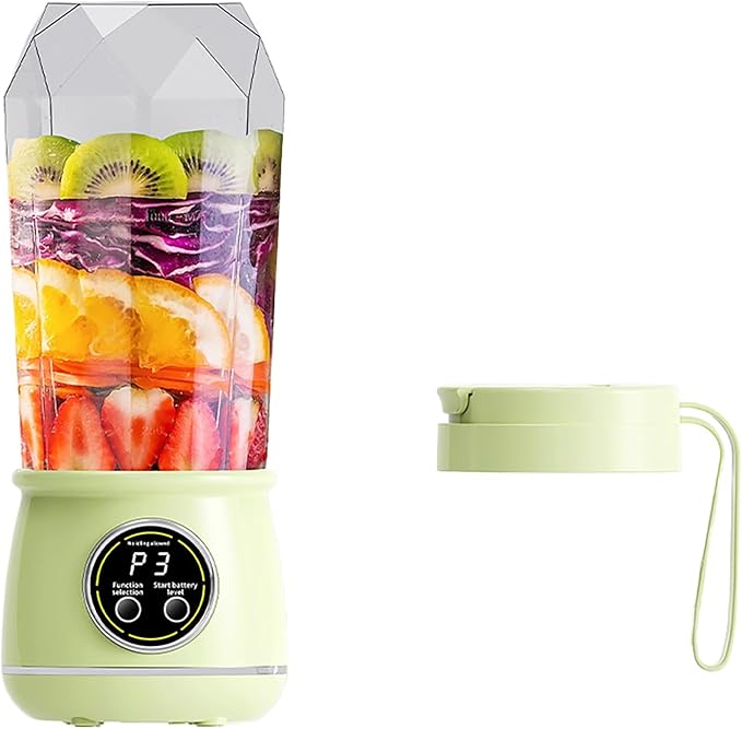 Portable Blender 550ML Juicer Cup with Drinking Lid Rechargeable 3-Speed Smoothie Maker for Ice Crushing Fruits Vegetables Travel Juice Bottle(Green)