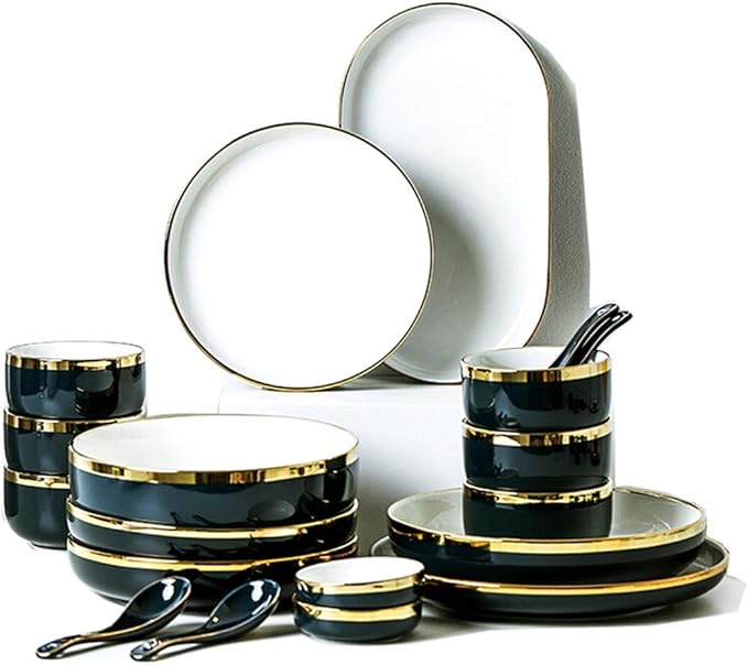 Dinner SetsDinnerware Sets for 2/4/6 - Dinner Plates/Sets - Plate Set - Nordic Style Dishes Set - Plates and Bowlsfor Home Kitchen and DinningCyan White26 Pcs