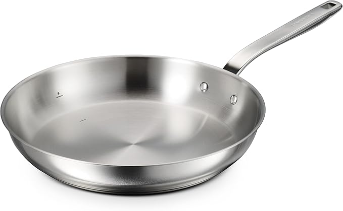 Tramontina Tempo Tri-Ply Base Stainless Steel 12-Inch Large Frying Pan Induction-Ready Skillet Oven-Safe Dishwasher-Safe