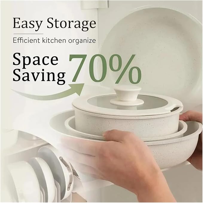 11 piece Nonstick Cookware Sets Handle Kitchen Removable Handle Cooking Pot Set