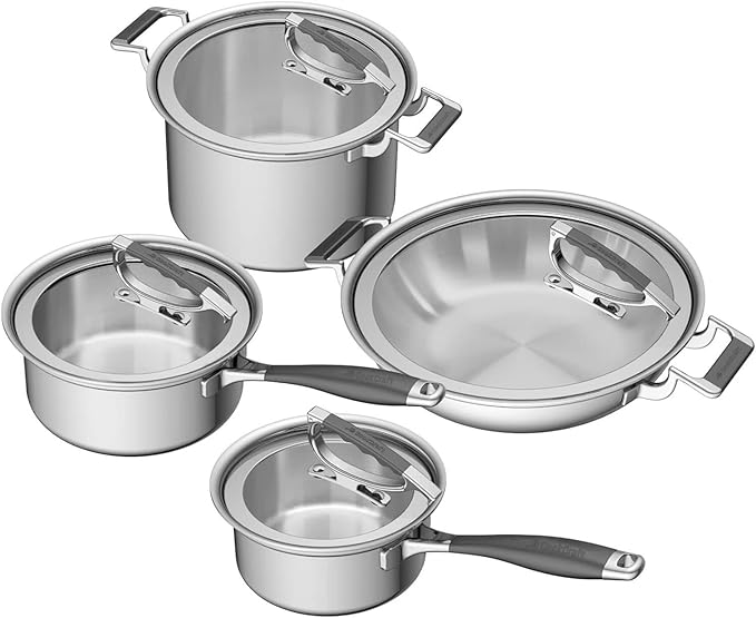 8-piece Luxury Collection Cookware Set with 1.5-qt Sauce Pan 3-qt Sauce Pan 8-qt Stock Pot and 12-in Dual Handle Casserole