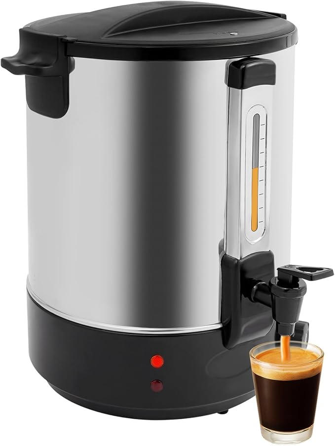 Electric Hot Water Dispenser 240 Cups Commercial Coffee Percolator &amp Beverage Dispenser w/Temperature Control Stainless Steel Coffee Urn for Coffee &amp Tea