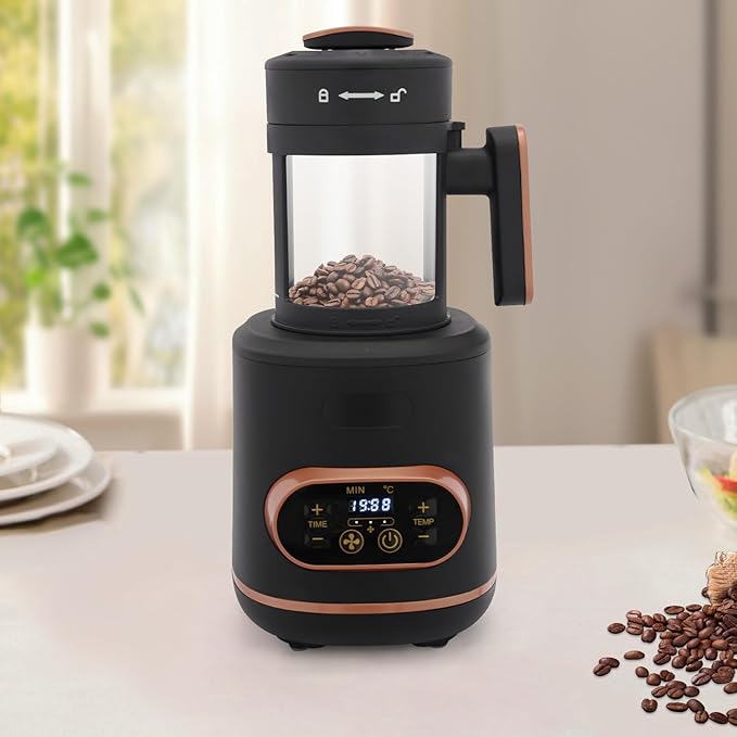 1500W Coffee Roaster Machine 0.22lbs Portable Baking Machine Aadjustable Temperature Compact Coffee Bean Baker Roaster with Detachable Design for Home Office