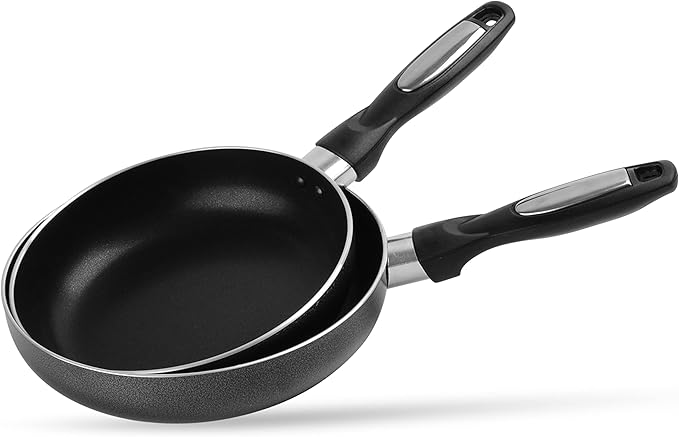 Alpine Cuisine Fry Pan 2-Piece Nonstick Coating Gray Frying Pans Nonstick for Stove with Stay Cool &amp Comfortable Handle Durable Nonstick Cookware Ideal for Family