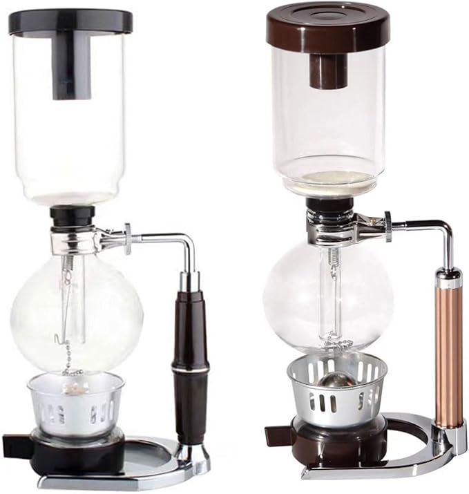 Glass Siphon Coffee Machine with Wooden Handle and Vacuum Brewing Technology for a Sturdy Heat-resistant Construction for 3 People at Home for Brewing Cold Drinks Siphon Machine