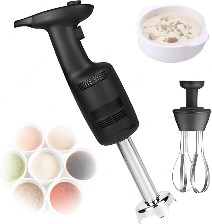 270w Commercial Hand Blender20000 Rpm Professional Immersion Blender with Pure Copper Motor for 5l Soup BucketsStainless Steel Blade for PureeWhipping Cream Addawhisk