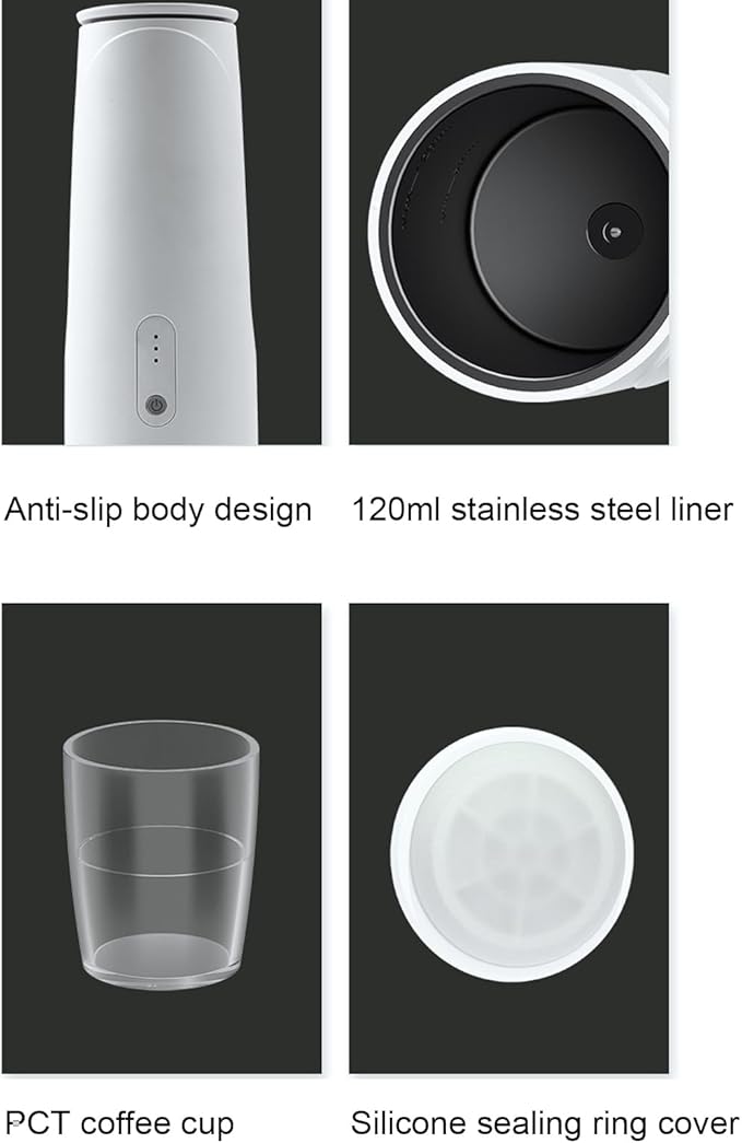aqxreight Coffee Machine Portable Automatic Electric Heating Coffee Maker for Home Travel UseFor With Interface of Charging With Can Life Long Lasting Battery About Charge (powder version)