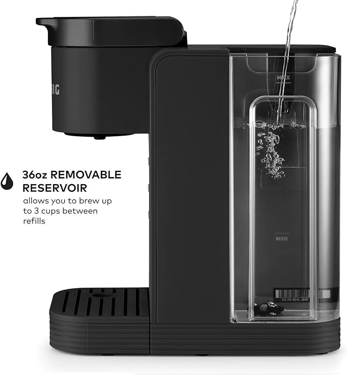 KeurigK -Express Essentials Plus Iced &amp Hot Single Serve Brewer Adjustable Temp Brew Over Ice Pods Compatible Coffee Maker (Black)