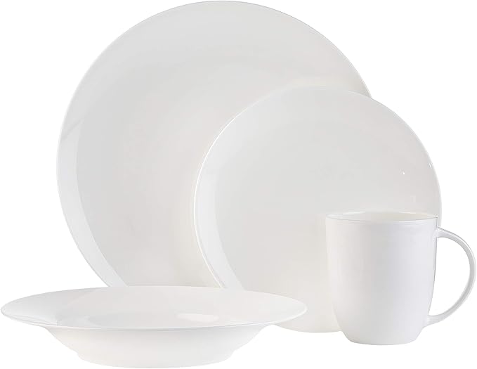 Godinger White Bone China 16-Piece Dinnerware Set Lune Service for 4