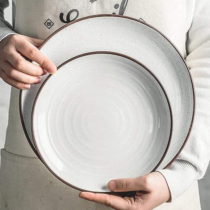 42-Pieces Dinnerware Sets Japanese-Style Porcelain Tableware Set With Plates Bowls And Dish Ceramic Dinner Set For Home Kitchen And Dinning Microwave Dishwasher