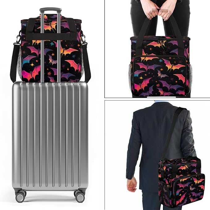 Gothic Bat Coffee Maker Carrying Bag Magic Bat Portable Travel Storage Tote Bag Compatible with K-Mini or K-Mini Plus Single Serve Coffee Brewer Carrying Case with Multiple Pockets &amp Shoulder St