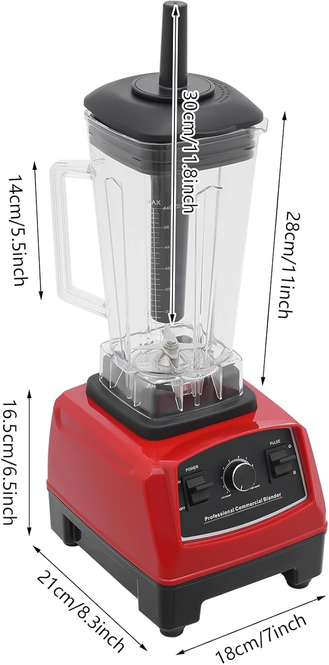 3 HP 2 Liter / 68 Oz Household Commercial Blender Smoothie Maker 2200W Heavy Duty High Speed 45000RPM with Rod