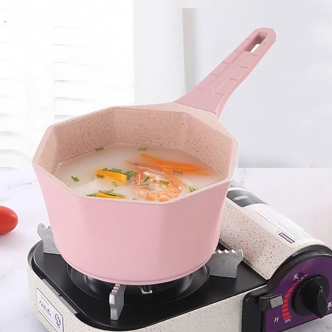 Soup Pot Non-Stick Cookware Set Pots and Pans Set for Cooking Ceramic Coating Saucepan Stock Pot with Lid Frying Pan Pink/Blue (2 One Size)