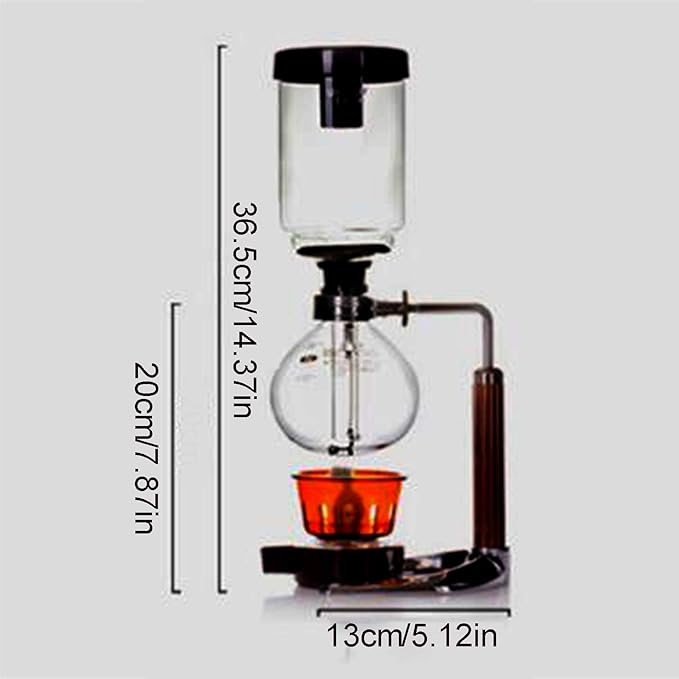 Siphon Coffee MakerTea Siphon Pot Vacuum Coffee Maker GlassCoffee Machine Filter Syphon Siphon Vacuum Coffee Maker 3-5 CupHigh Temperature Resistant Glass3