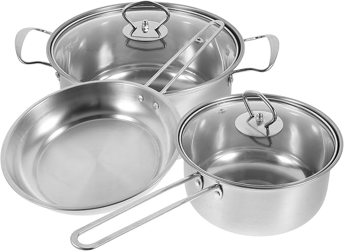 Stainless Steel Cookware Set Saucepan Frying Pan Milk Pot with Thick Bottom for Quick Heating Smooth Interior Easy-clean Kitchen Pots and Pans