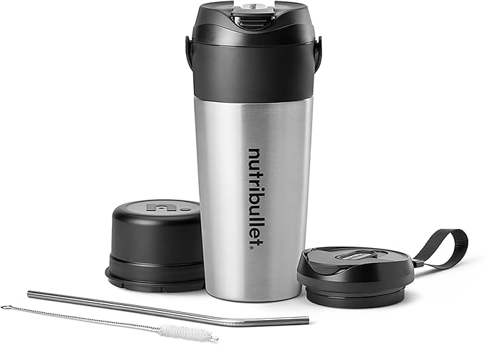 nutribullet Flip Portable Blender with Insulated Cup Cordless Brushed Stainless NBPB50350SS