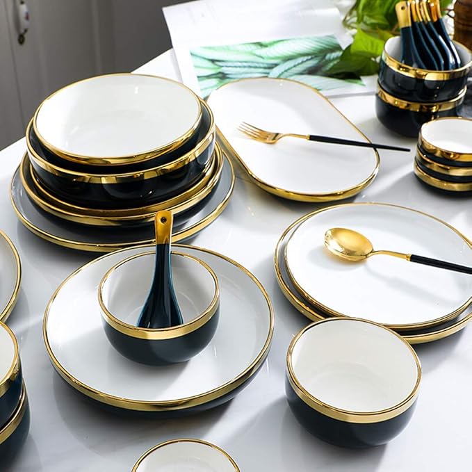 Dinner SetsDinnerware Sets for 2/4/6 - Dinner Plates/Sets - Plate Set - Nordic Style Dishes Set - Plates and Bowlsfor Home Kitchen and DinningCyan White26 Pcs