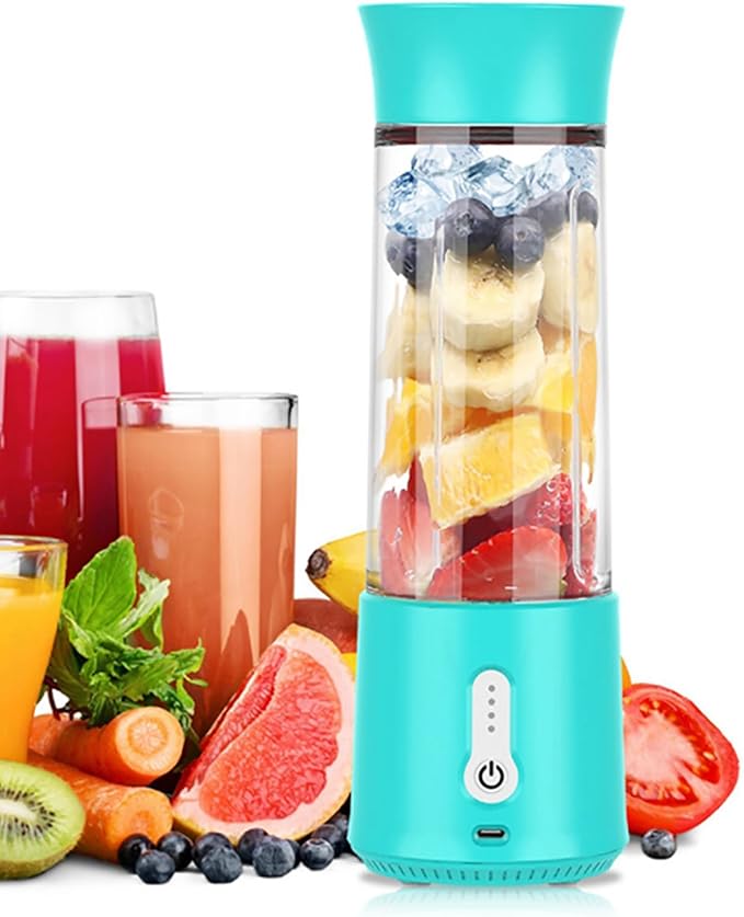 Portable Mini Smoothie Blender Personal Size Electric USB Juicer Cup 500ML with 6 Blades 18000RPM Mixing Efficiently and 25 Cups After Full Charged for Office Gym Camping Travel