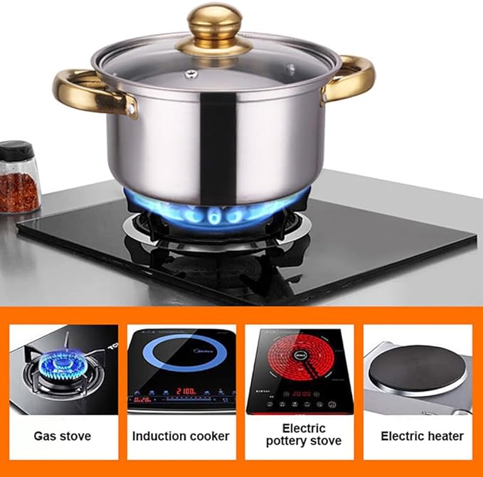 10-Piece Cookware Set Non-Stick Ceramic Coating Cooking Pot Set with Lids Heavy Duty Stainless Steel Handles Induction Oven Gas Stovetops Electric for Family Meals Type 6