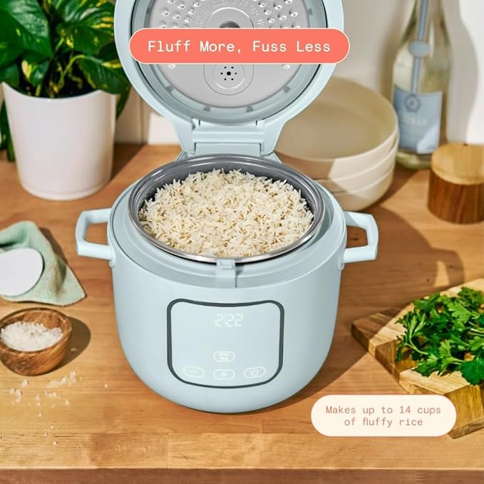 Beaautifuul 14-Cup Electric Rice Cooker with Automatic Keep Warm and Removable Nonstick Pot for Home Cooking (Hydrangea)