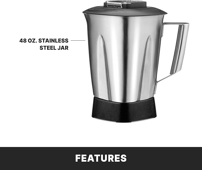 Waring Commercial TBB160S4 TORQ 2 Horsepower Blender Electronic Keypad with 60-Second Countdown Timer and a 48 oz. Stainless Steel Container 120V 5-15 Phase Plug
