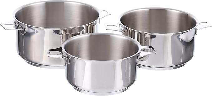 Twisty Set of Three Pans Without Handle 24.99 x 23.19 x 16 cm Silver
