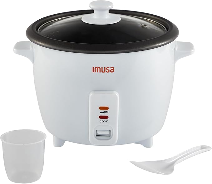IMUSA Electric Rice Cooker 10 Cup Cooked 5 Cup Uncooked – Ceramic Nonstick Pot Multi Cooker for Rice Quinoa Oatmeal Stew – Keep Warm – Compact for Kitchen Dorm RV