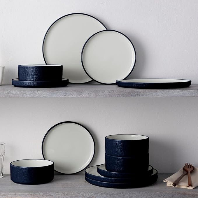 Noritake ColorTex Stone Navy 12-Piece Dinnerware Set Service for 4