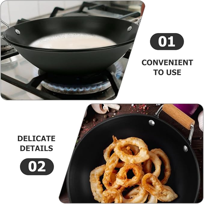 Homoyoyo 3pcs Stainless Steel Overflow-proof Dry Cooking Pots with Black Wooden Handles Small Household Cooking Pans for Stove Use Sturdy Metal Cookware Set for Single and Family Meals