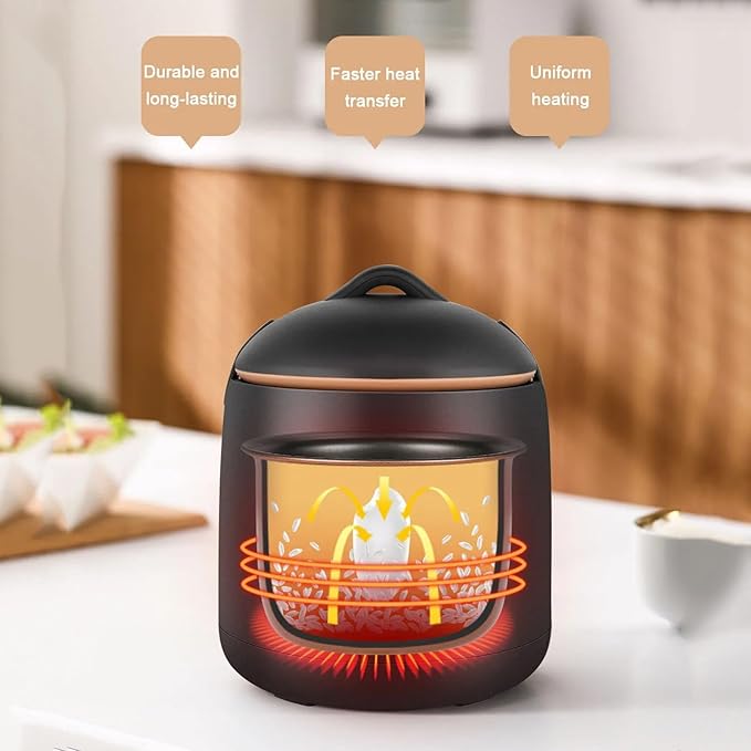 GRFIT 1.2L Mini Electric Rice Cooker Multi-Function 1-2 People Porridge Soup Small Cooking Machine Non-Stick Food Steamer (Color : A)