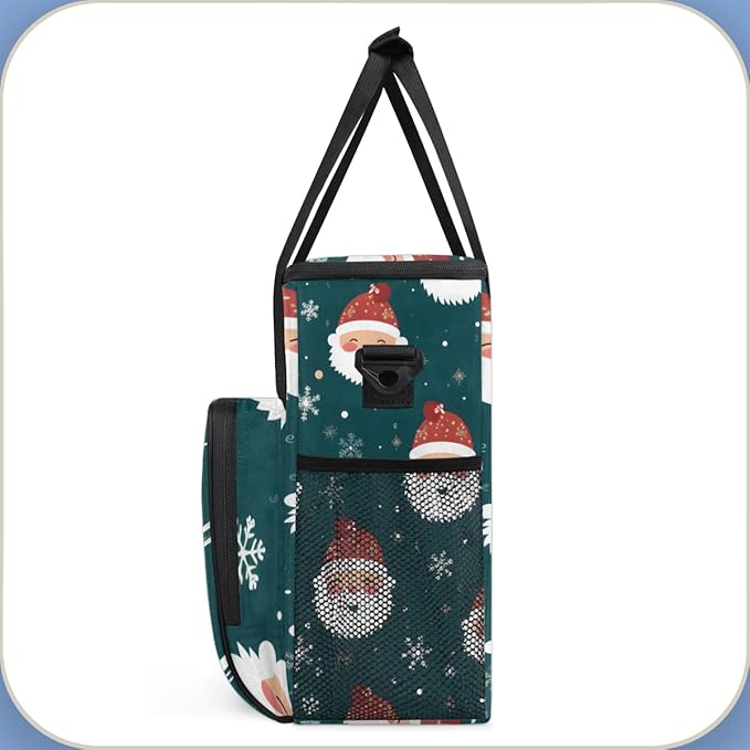 Xmas Santa Claus Coffee Maker Carrying Bag Bright Santa Claus Travel Storage Bag Compatible with K-Mini or K-Mini Plus Single Serve Coffee Brewer Carrying Case with Multiple Pockets &amp Shoulder S