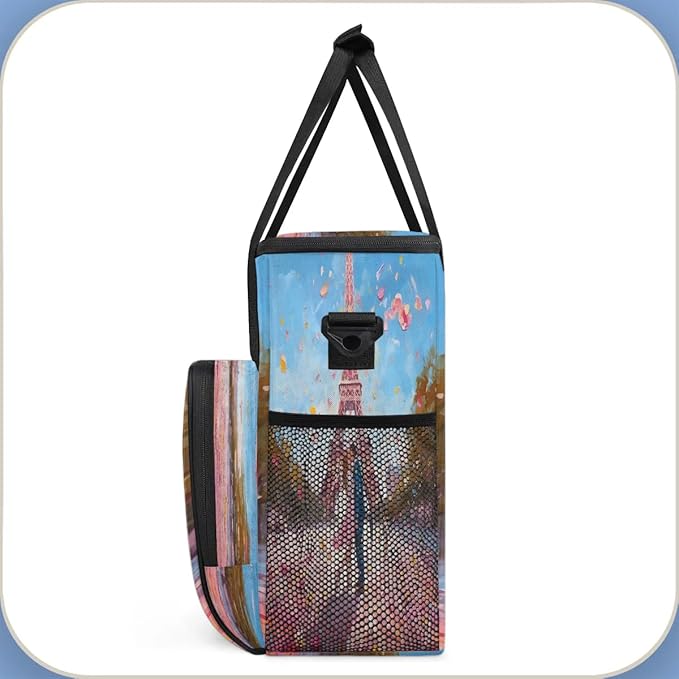 Eiffel Tower Couple Coffee Maker Travel Bag for K-Mini or K-Mini Plus Single Serve Coffee Brewer Portable Storage Tote Case for Tarvel