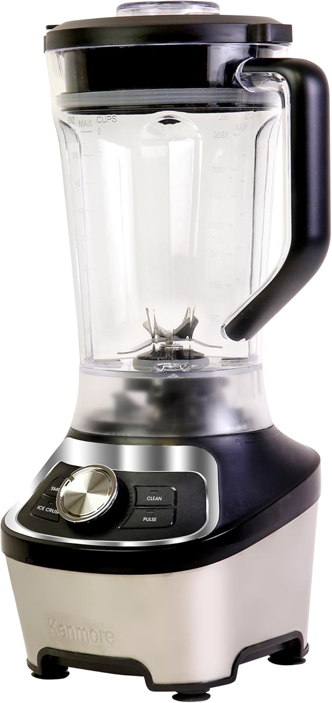 Kenmore Countertop Blender – Electric Mixer for Smoothies Ice Crush &amp Pulse Function Heavy Duty Tritan plastic Pitcher licuadora With 6 Speed Kitchen Appliance Dishwasher-Safe Jar Black